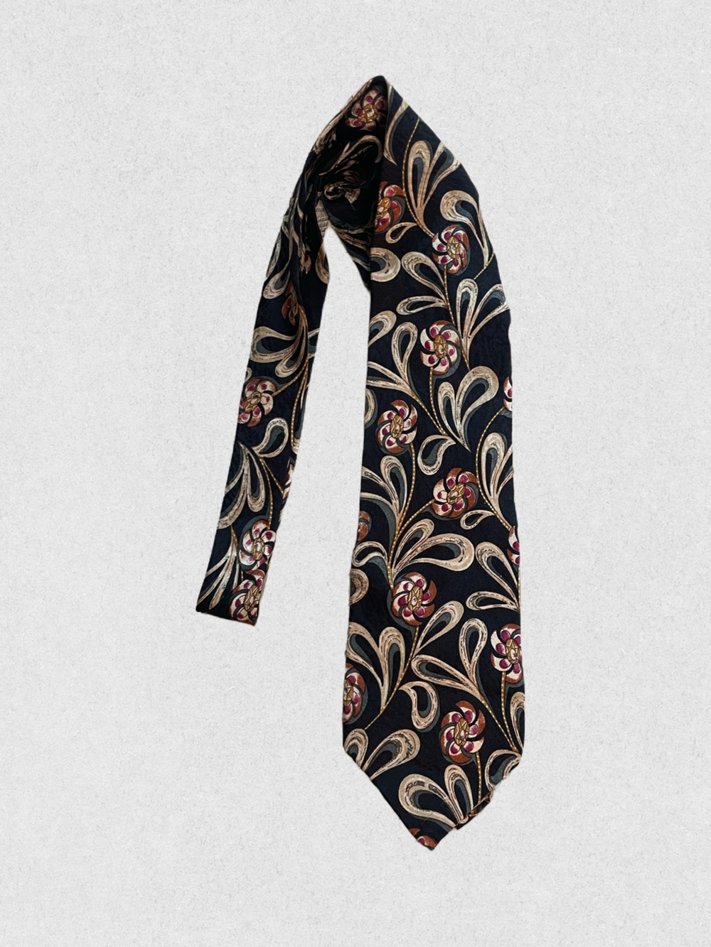 Dior Men Jeans - Silk Black with Beige, Gold and Pink Floral Print - Picture 2 of 5
